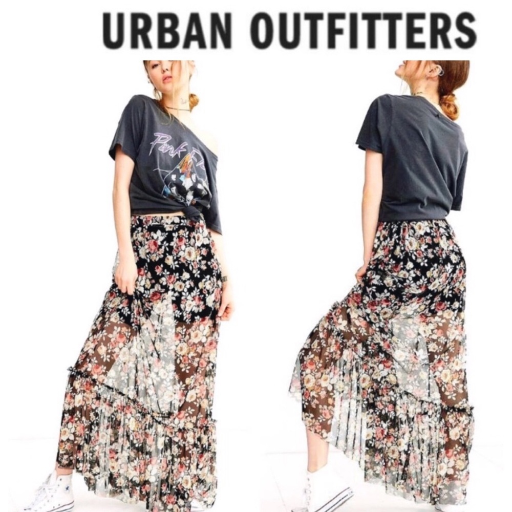 Urban outfitters ecote sheer long floral size XS